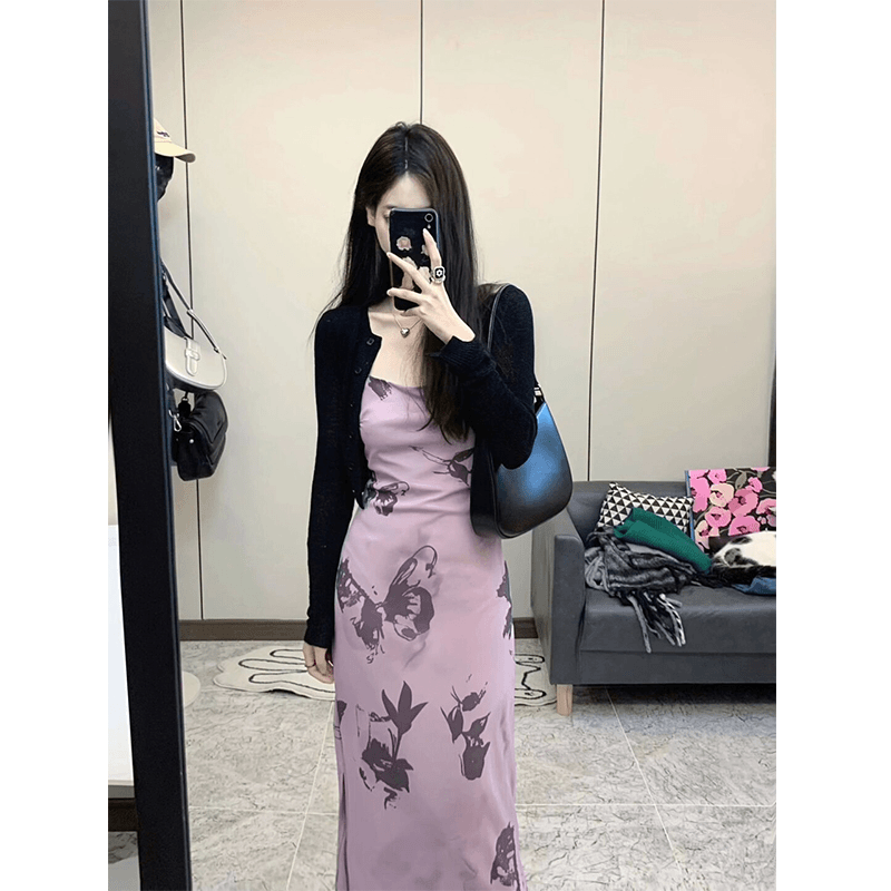 冰丝针织开衫女夏薄款吊带外搭空调防晒罩衫修身显瘦短款长袖上衣