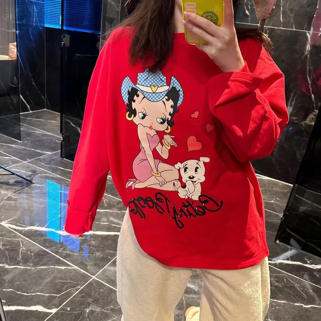 【BORAKOO】红色丑丫头圆领长袖T