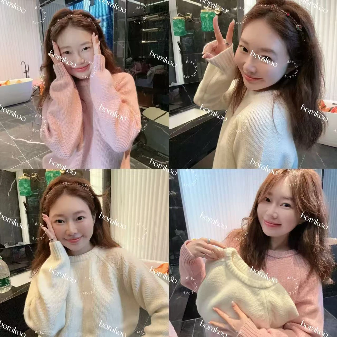 【BORAKOO】粉/米两色~小羊针织圆领毛衣