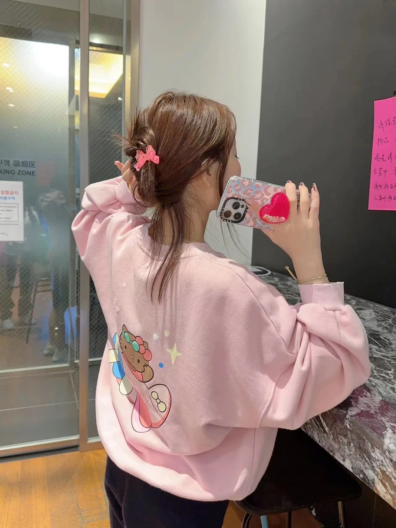 【BORAKOO】粉色KITTY毛圈卫衣