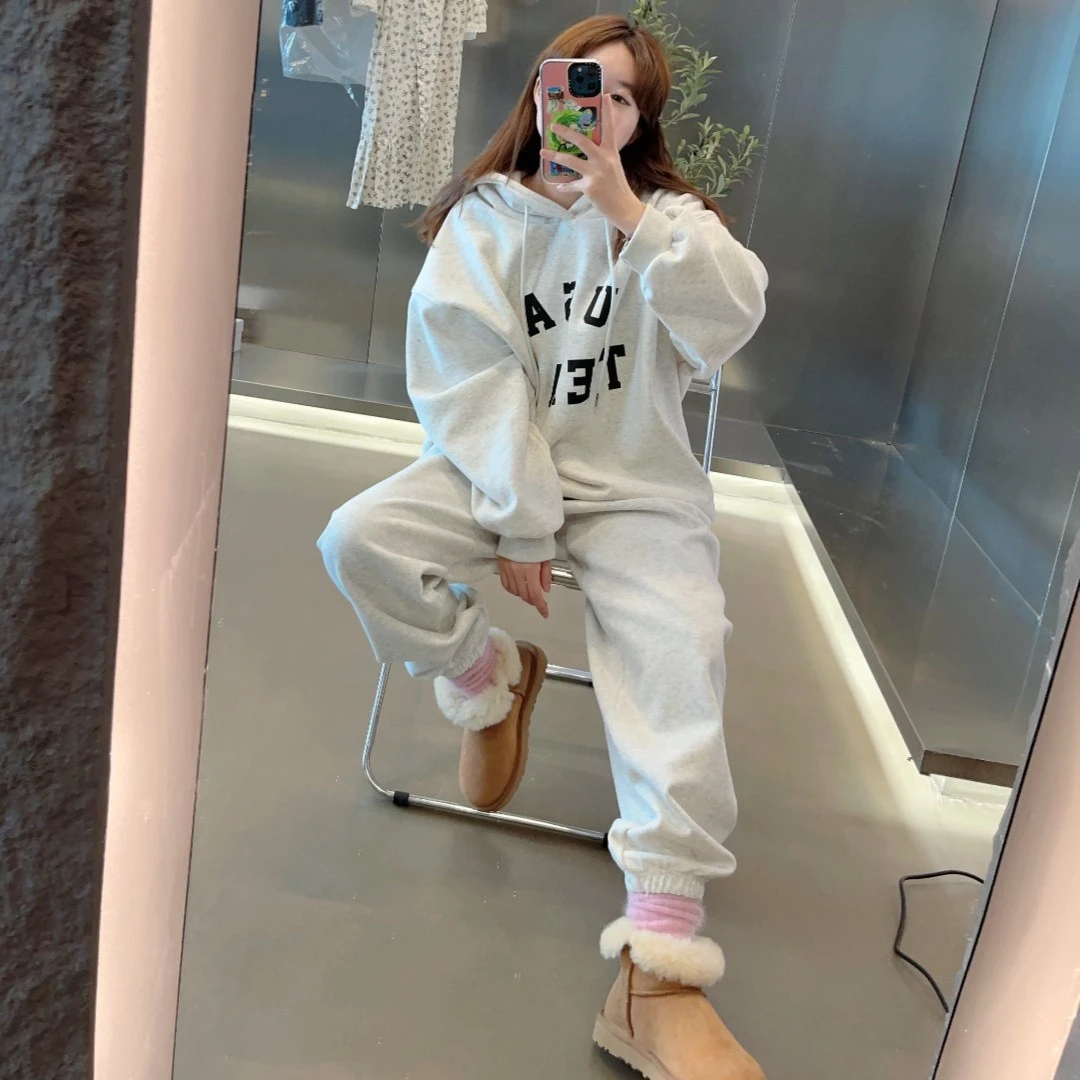 【BORAKOO】麻灰加绒面膜休闲裤