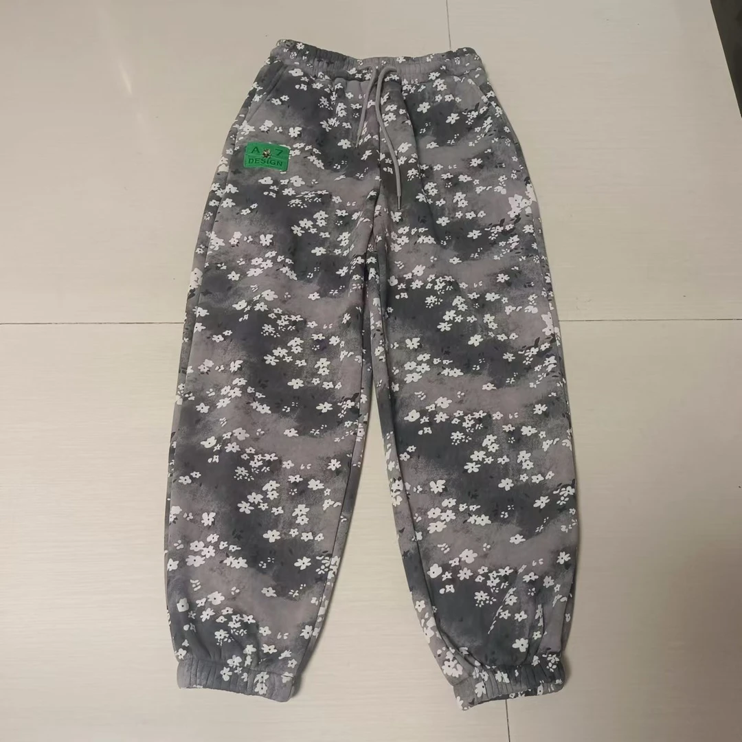 77086冬季加绒小花休闲裤