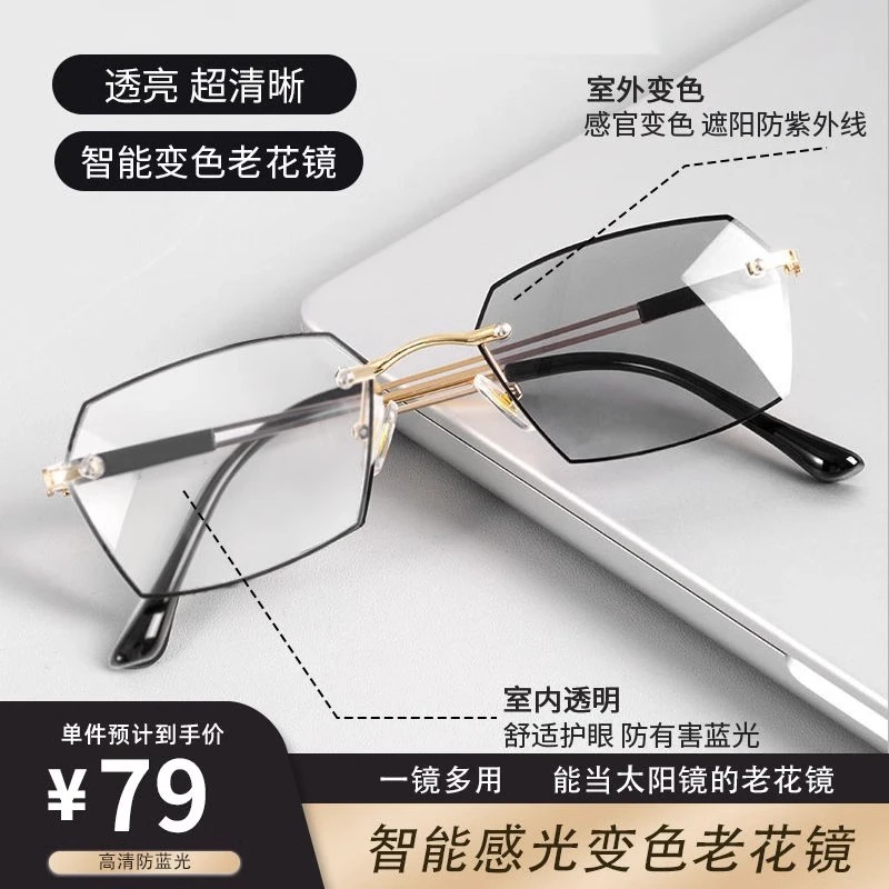 【直播专属变色远近两用】智能变焦中老年高档看远看近变色老花镜
