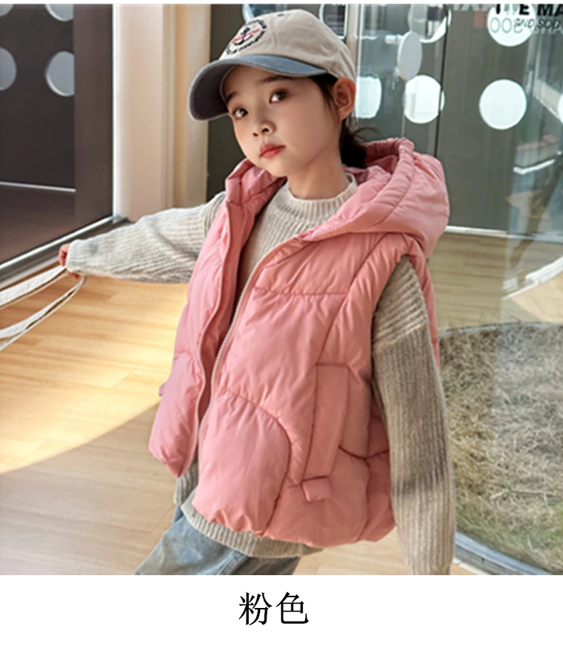 秋冬新款儿童棉马甲女童连帽加厚背心男童棉服宝宝坎肩中大童外穿