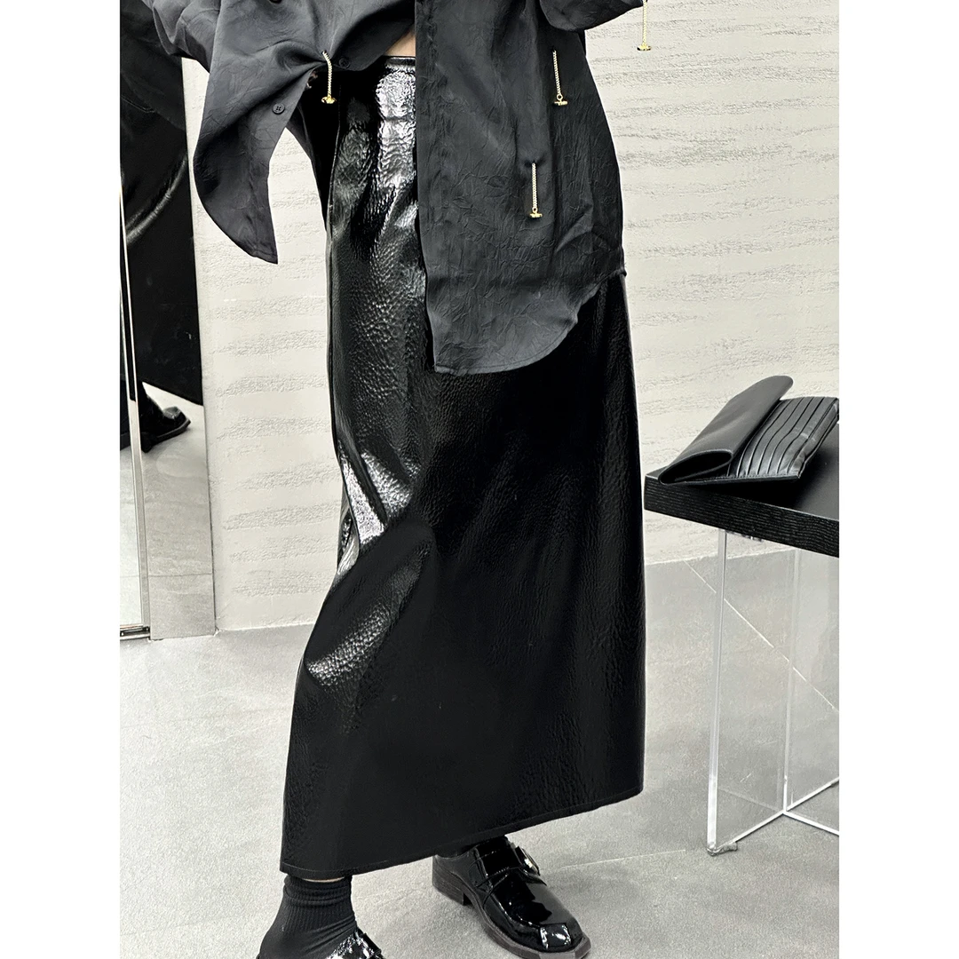 极简风肌理时尚设计感皮裙皮裙001