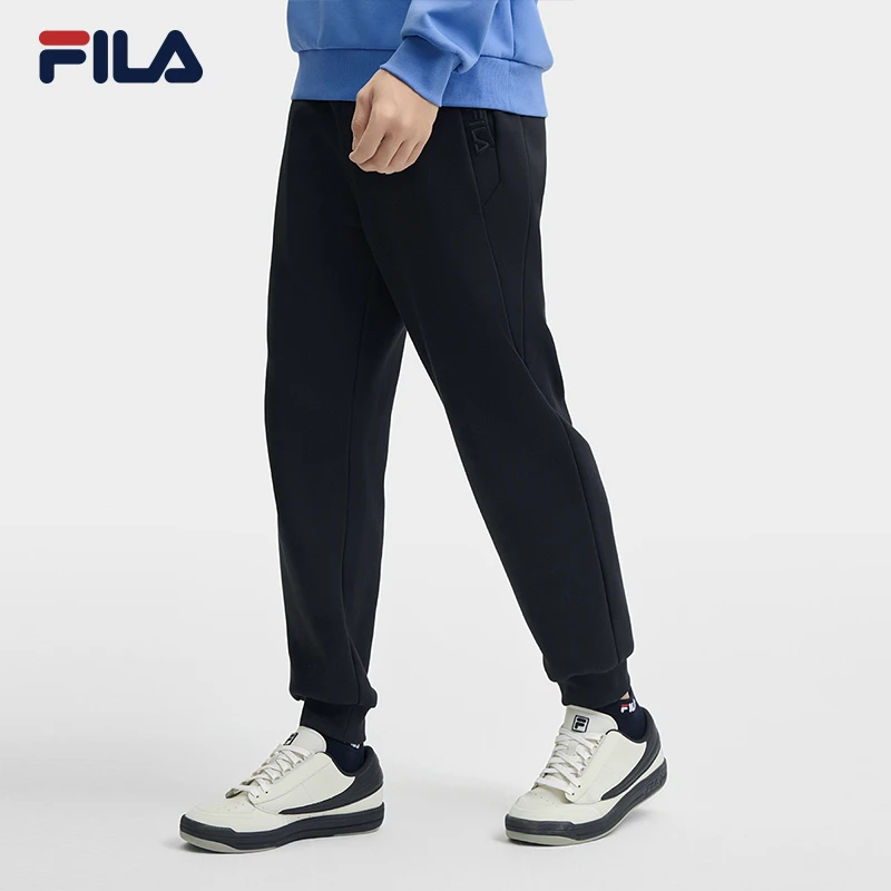 Fila/斐乐男士【舒适加绒束脚休闲裤】秋冬简约百搭长裤F11M448601F