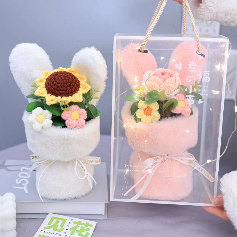 生日礼物创意制作向日葵玫瑰毛线花花束送男女老师朋友教师节惊喜