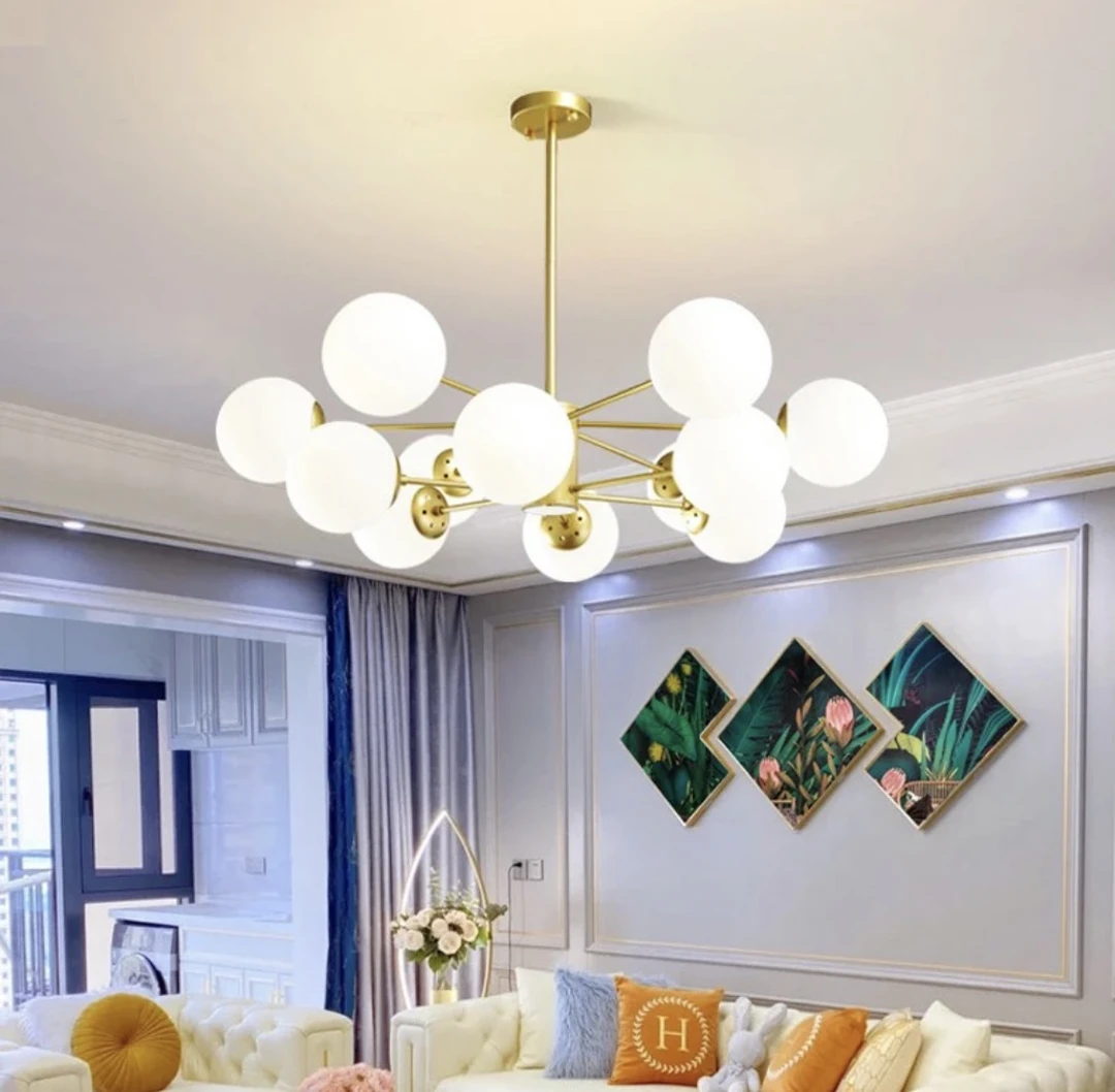 中山市客厅灯吊灯现代简约大气分子魔豆灯北欧家用主卧室灯具
