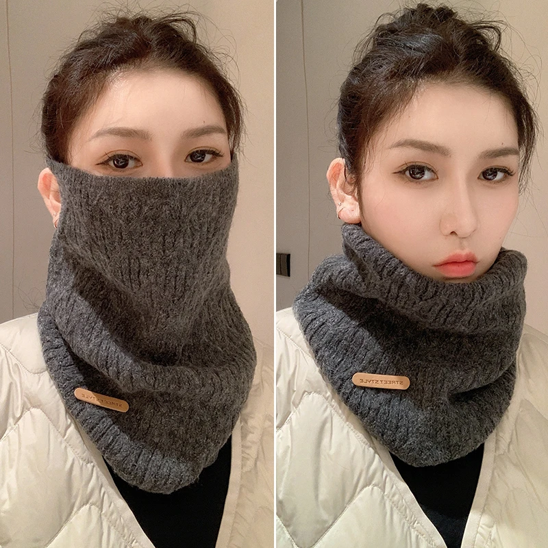 2024羊毛围脖女秋冬防寒面罩全脸保暖口罩挂耳防风骑行护颈脖套男