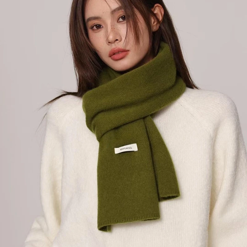 100%羊毛围巾2025新款男女生秋冬季情侣韩版百搭保暖纯色针织围脖