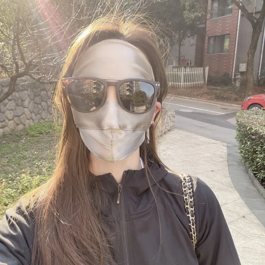 真丝面罩yyds...100%桑蚕丝全脸防晒面罩全脸防护脸基尼防紫外线