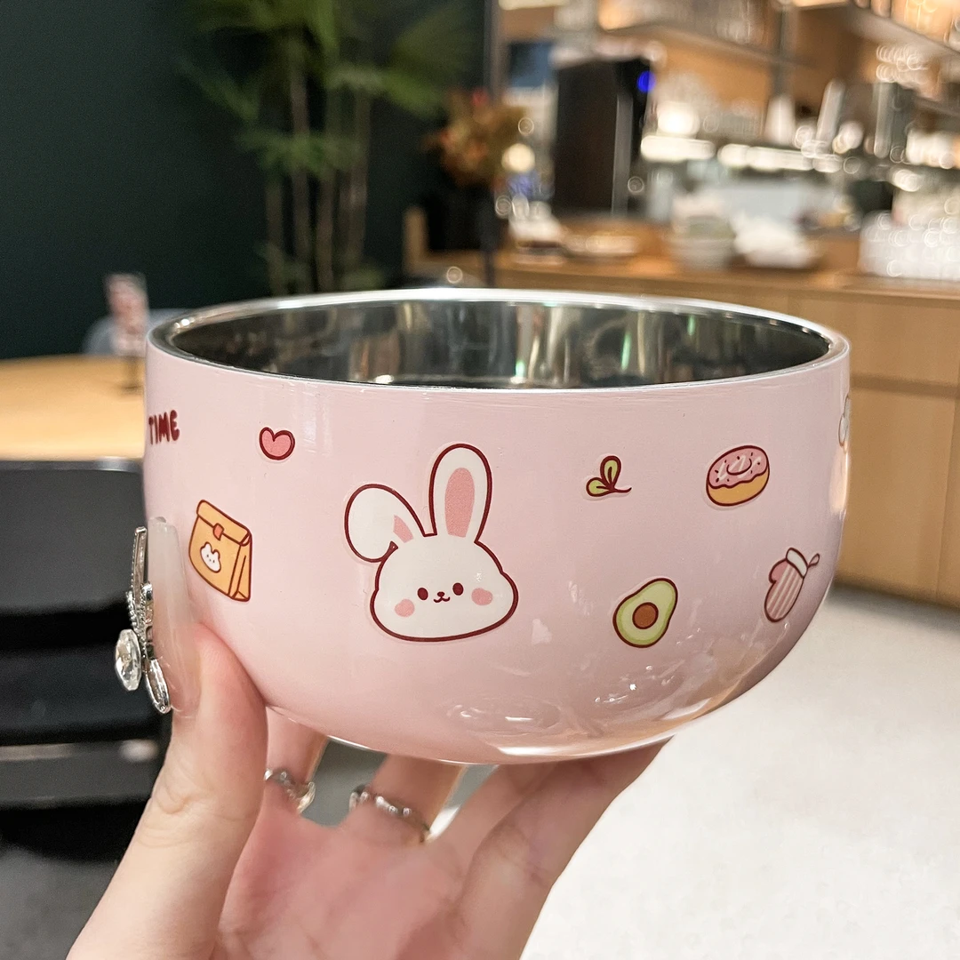 316不锈钢儿童碗家用2025新款高颜值可爱宝宝防摔餐具吃饭碗专用