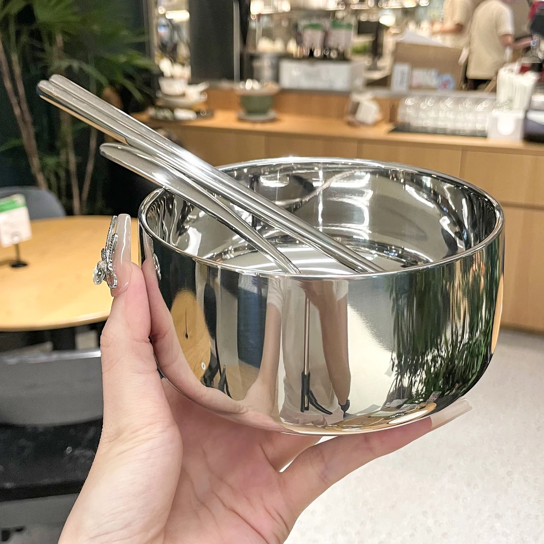 304不锈钢碗儿童家用宝宝小碗成人双层隔热汤碗食品级吃饭碗餐具