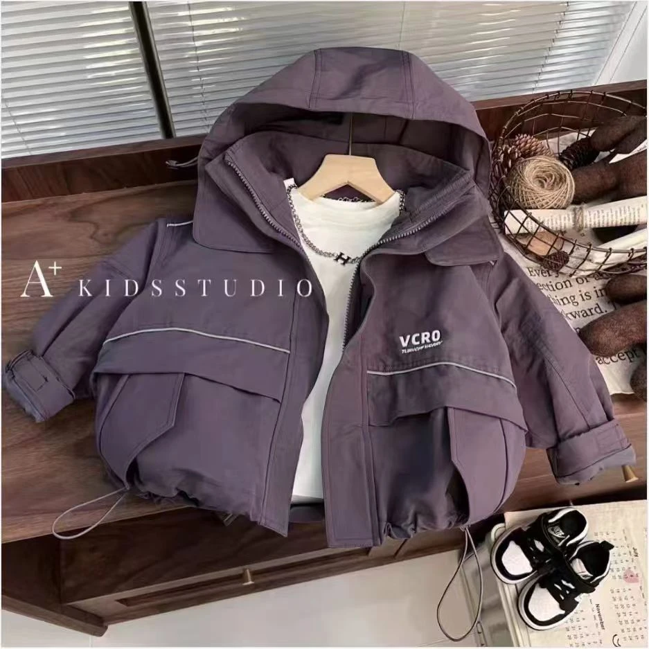 儿童冲锋衣外套2024春秋新款小男孩男童洋气风衣女宝宝秋季夹克潮