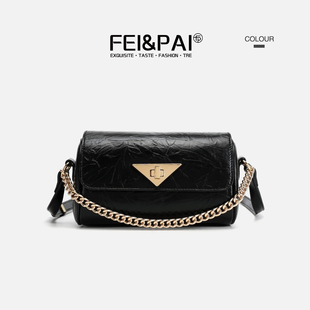 休闲新款斜挎包单肩高级感百搭时尚手抓纹腋下圆筒包1080XH