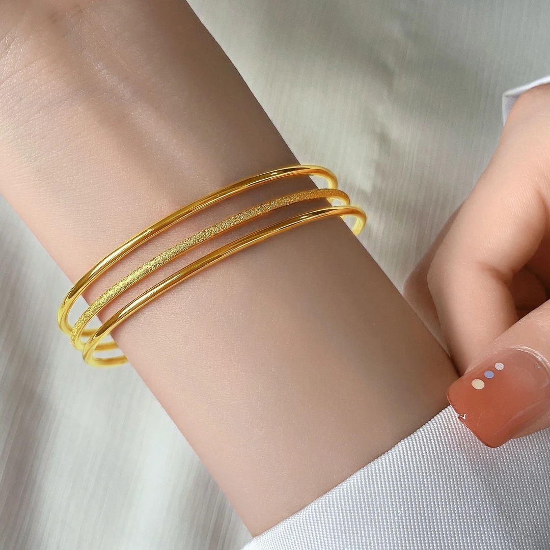 钛钢手镯 S0337百搭款三生三世素圈磨砂手镯