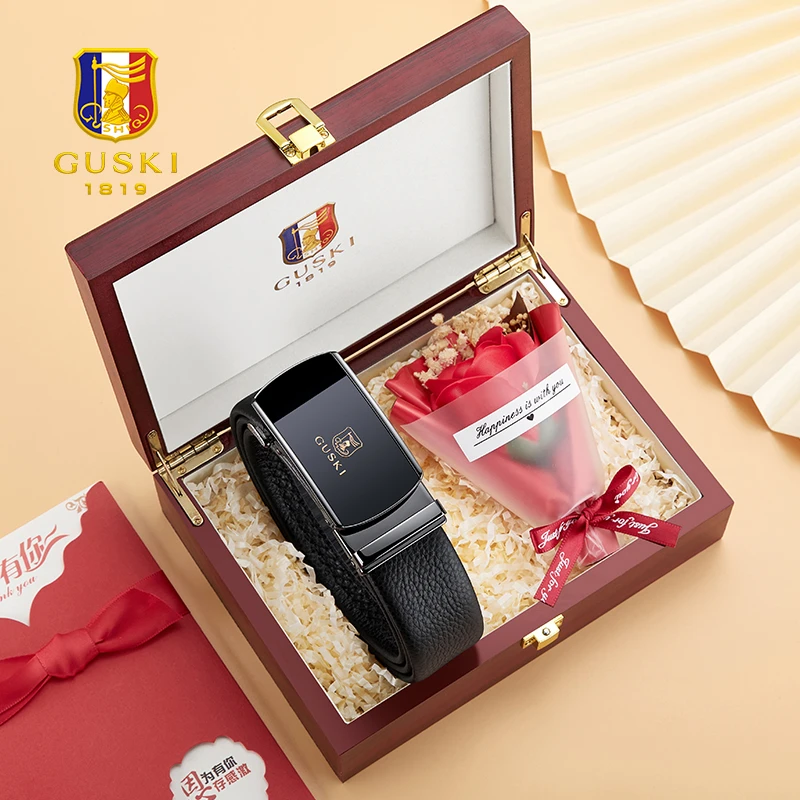 古士旗GUSKI皮带男士真皮自动扣裤腰带男高档礼物实用送男友老公