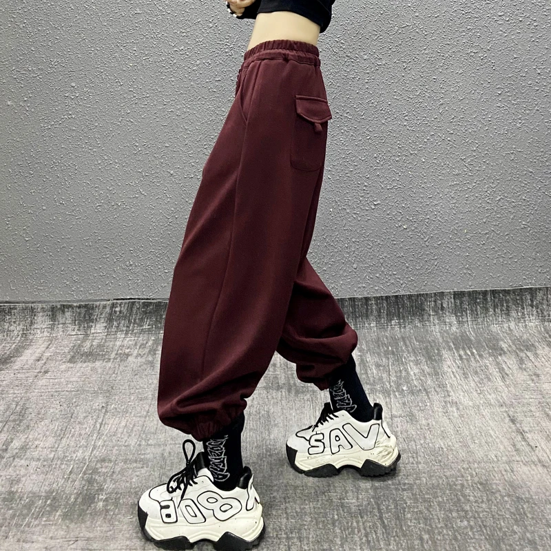 帅气百搭宽松运动休闲裤女2024秋季新款高腰显瘦哈伦裤束脚卫裤子