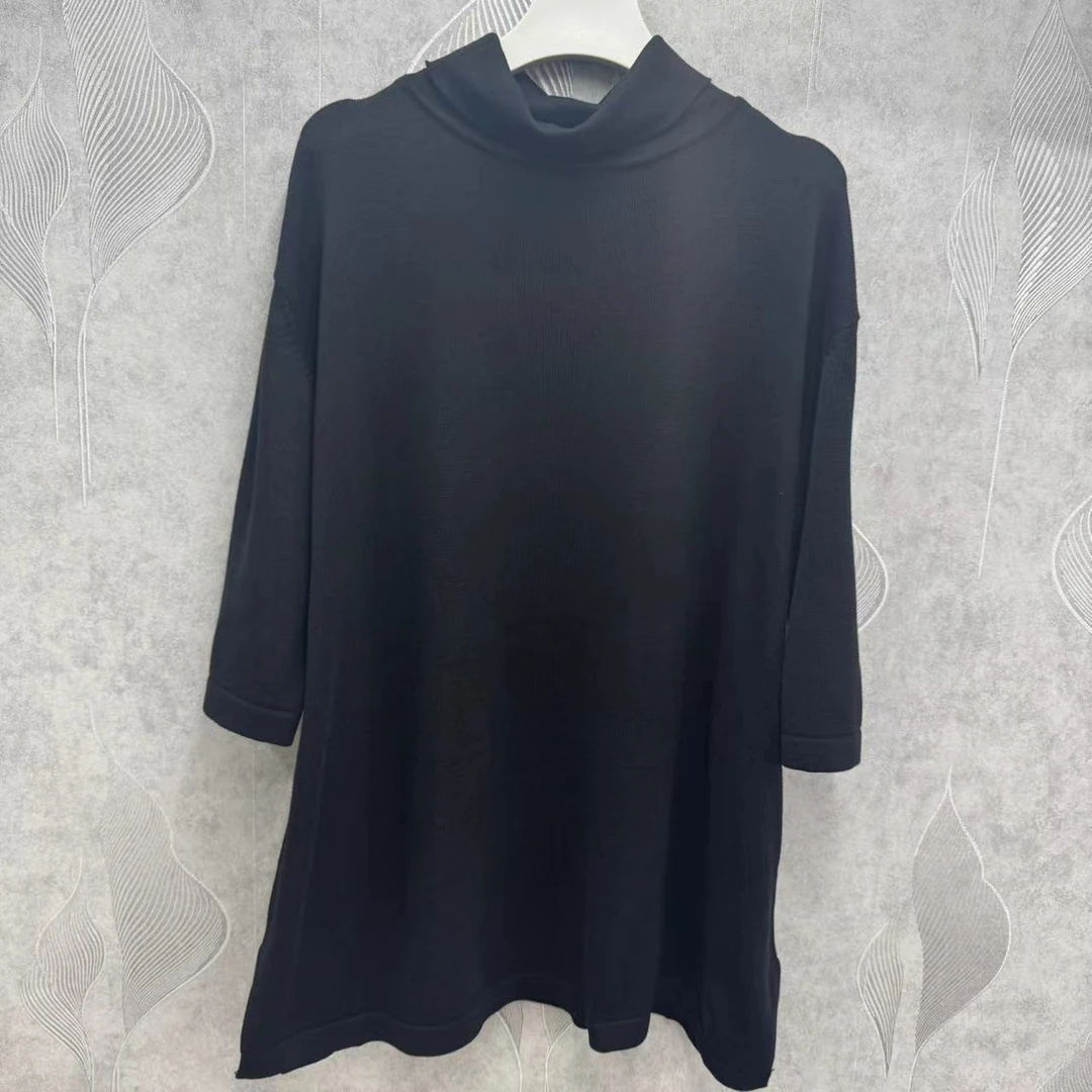 107 典雅纯色气质半高领宽松减龄时尚百搭女打底衫上衣