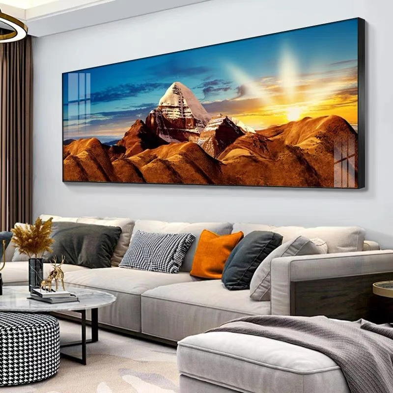 冈仁波齐山水画原创客厅装饰画背景墙电视墙挂画风景壁画墙壁挂画