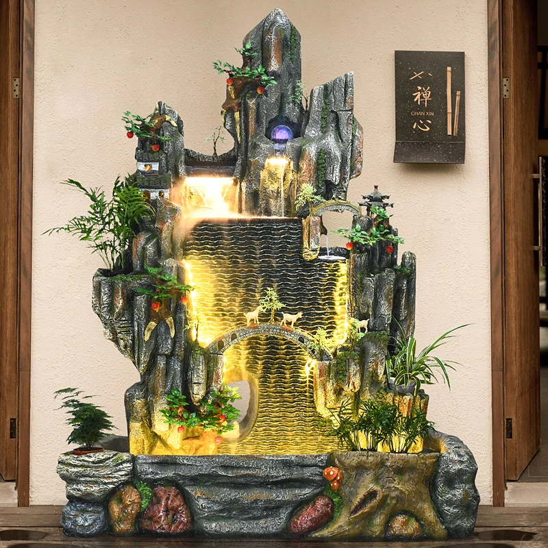 蒙戈宾逊假山流水喷泉落地摆件阳台客厅办公室前台鱼池田园水景