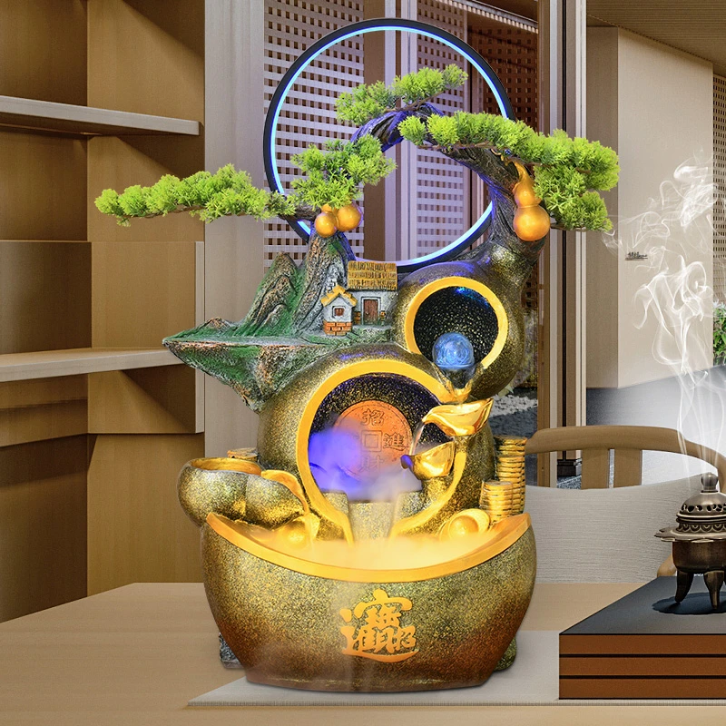 蒙戈宾逊葫芦流水假山喷泉中式禅意家居客厅办公室开业装饰摆件