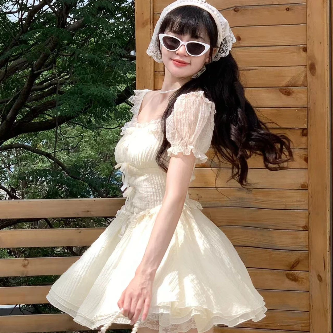 【主播推荐】夏季新款甜美蕾丝花边浪漫收腰女装连衣裙SQJAQ401793