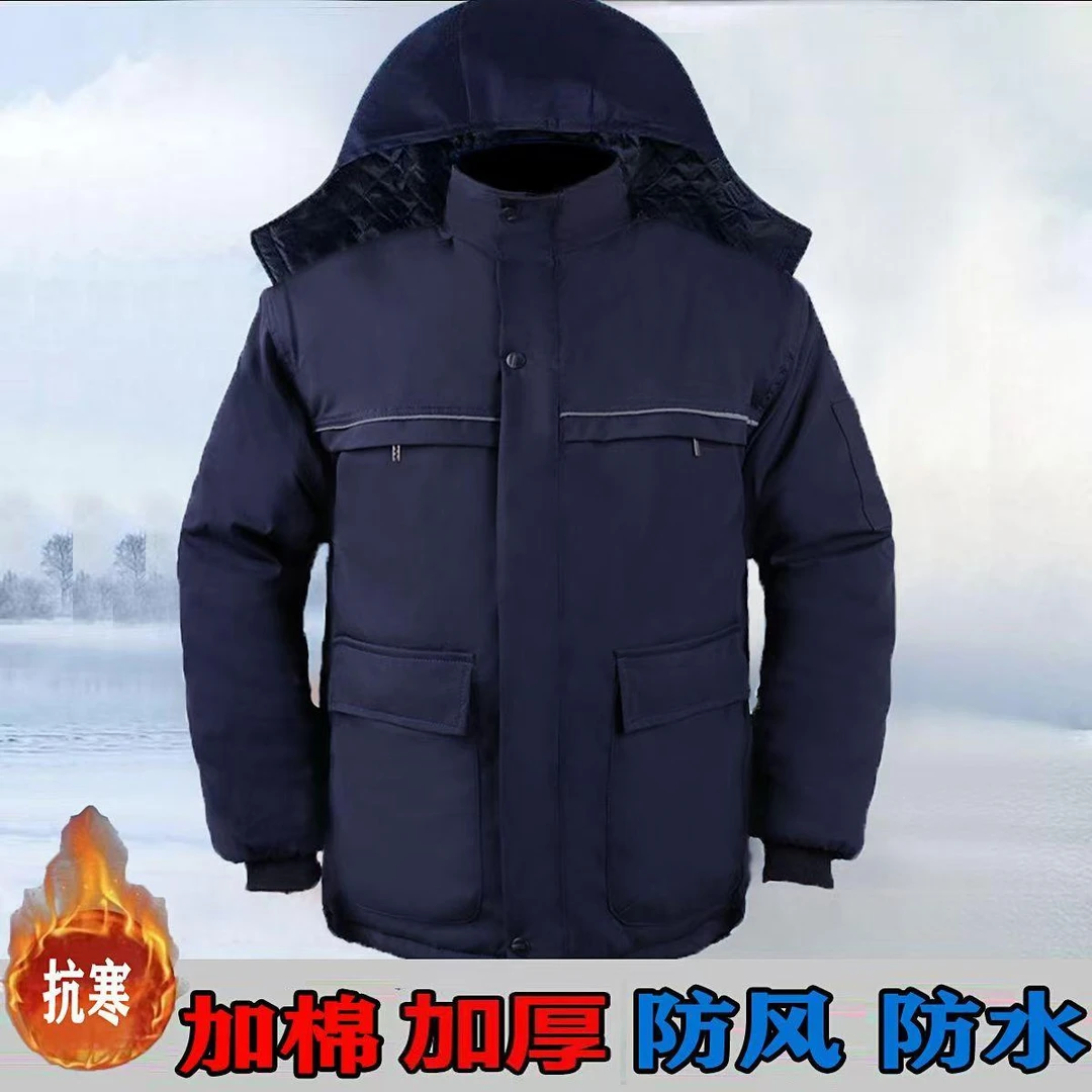 冬季防水防油防污棉衣男加厚反光条一体棉保暖御寒耐磨耐脏劳保服