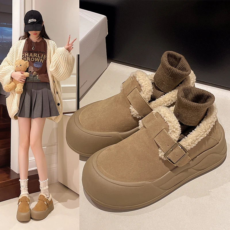 保暖勃肯棉鞋2024厚底雪地靴冬季女鞋加绒厚底女鞋【退换补贴运费】