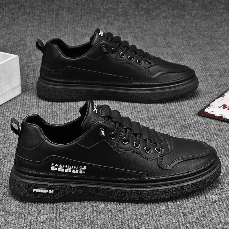 回力新板鞋男款秋冬季2023新款黑色休闲皮鞋男士防滑百搭懒人潮鞋