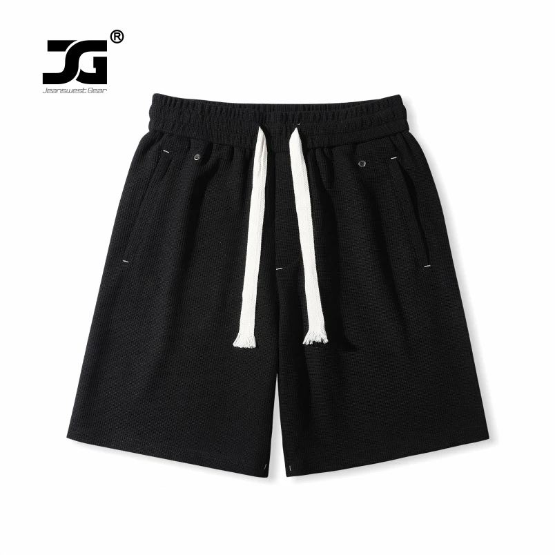 真维斯盖尔大码品牌男女装休闲华夫格短裤松紧腰头运动阔脚短裤子