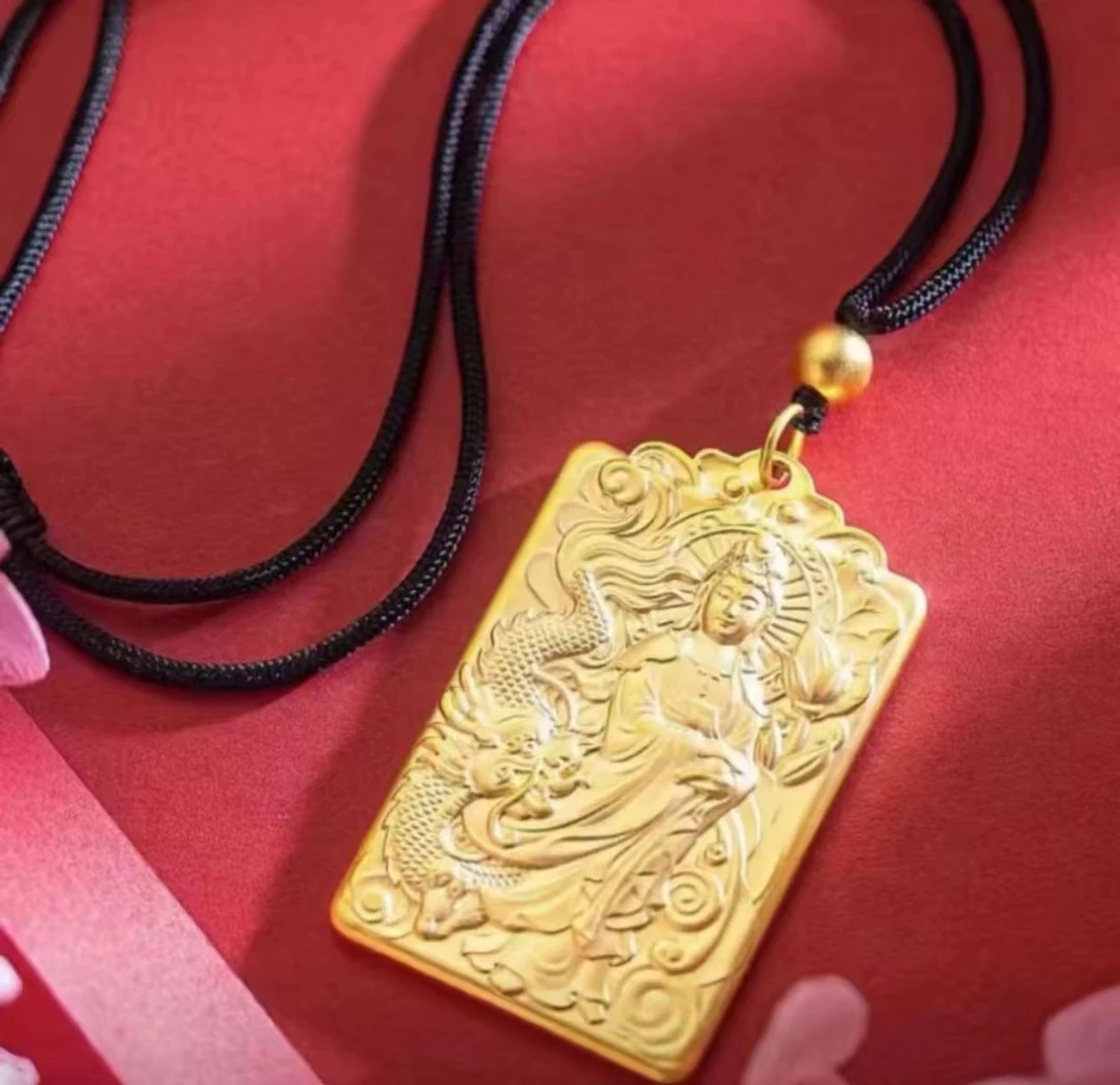 （御龙观音牌吊坠）男士气质时尚复古大气实心雕刻素款