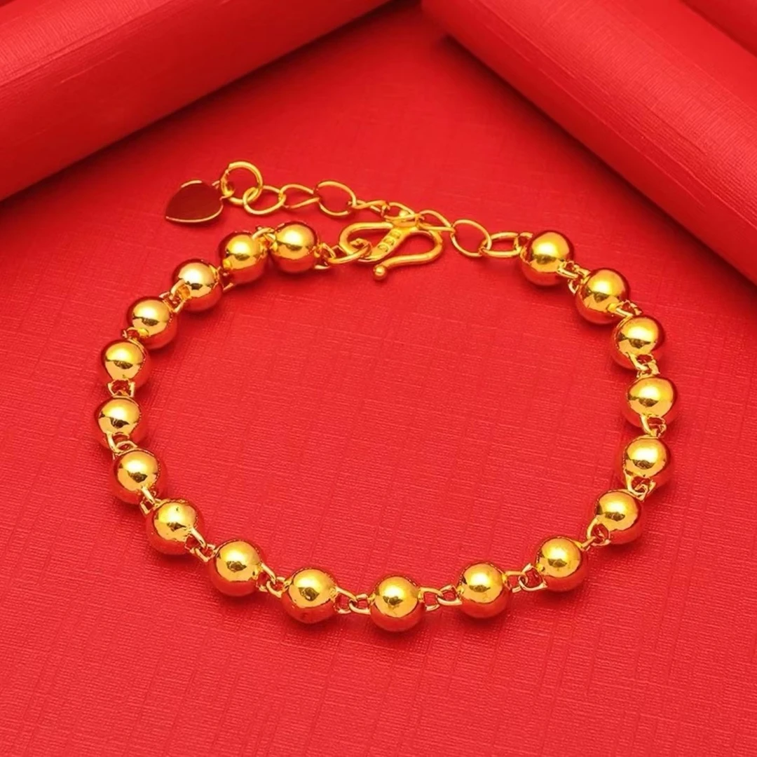 铜合金手链 （5N光面珠手链）女款时尚百搭女士光珠精美实心金色