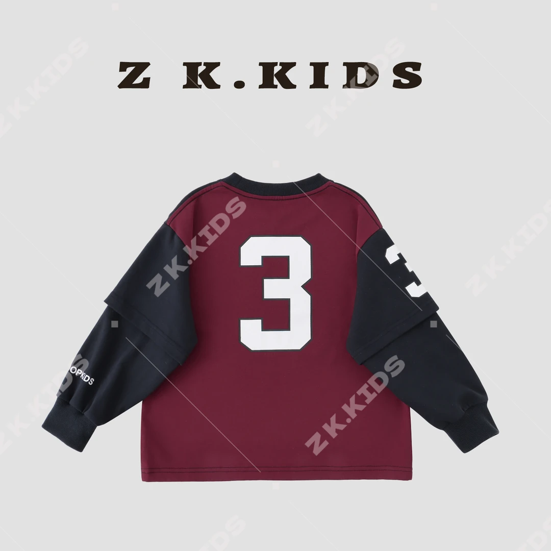 【Z＆K】春秋款中大童T恤百搭印花长袖ZK-220377