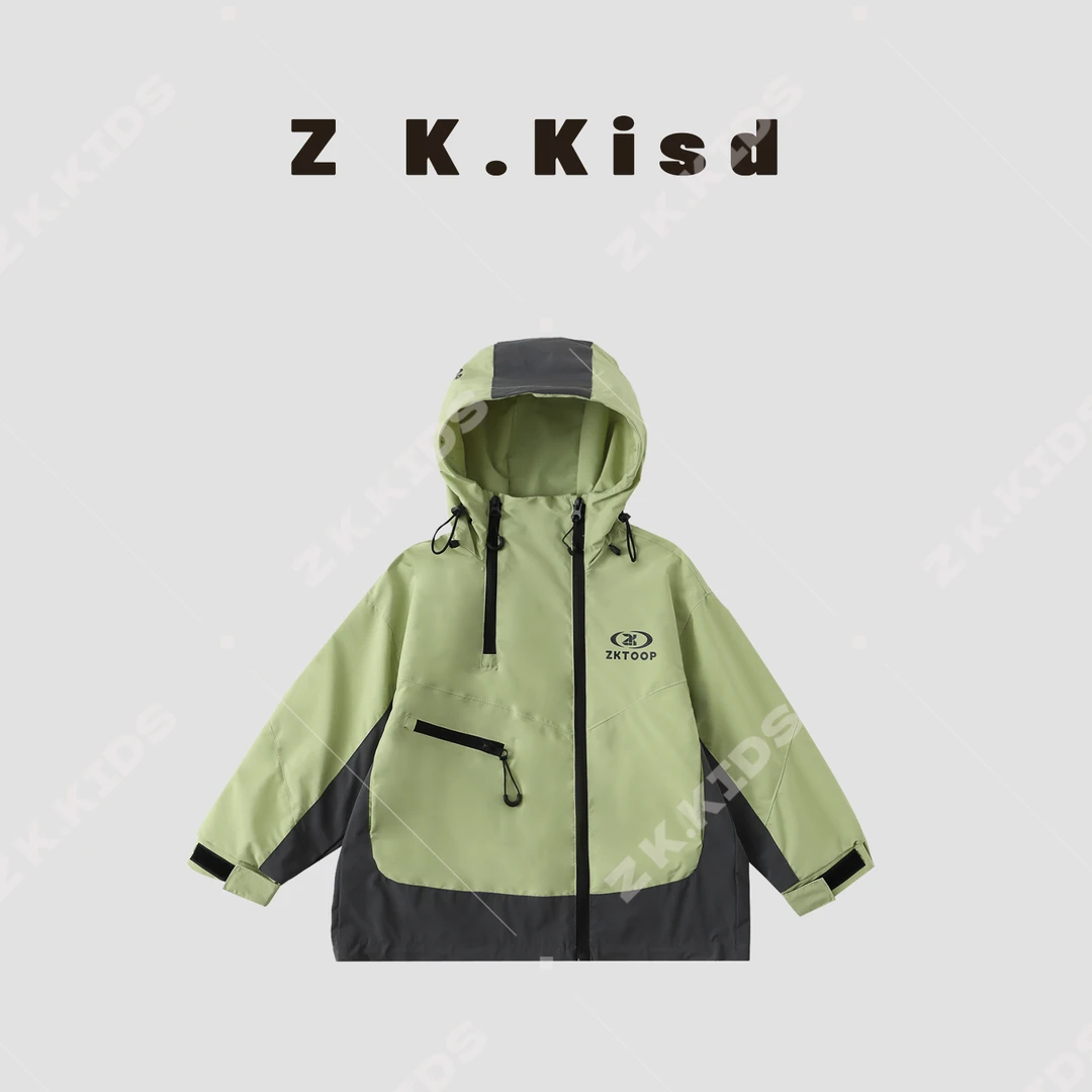 【Z＆K】春季男童韩版时尚休闲百搭潮流户外拼接冲锋衣外套Zk-322236