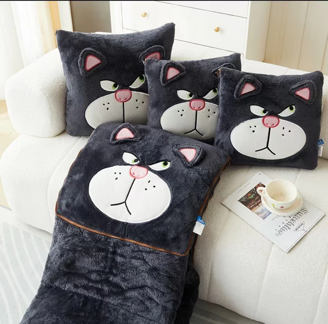 毛线多功能抱枕被子、50X50抱枕1M5X2m被予