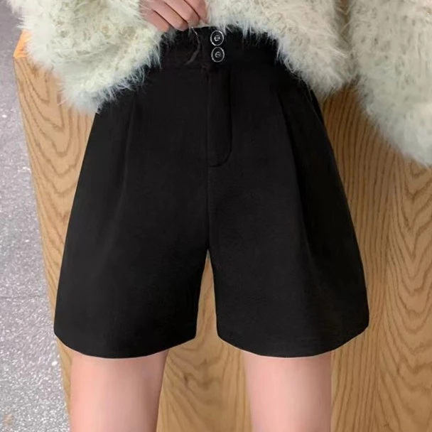 HSTYLE/韩都衣舍秋冬休闲网红宽松中腰阔腿显瘦短裤2HDH020024-1