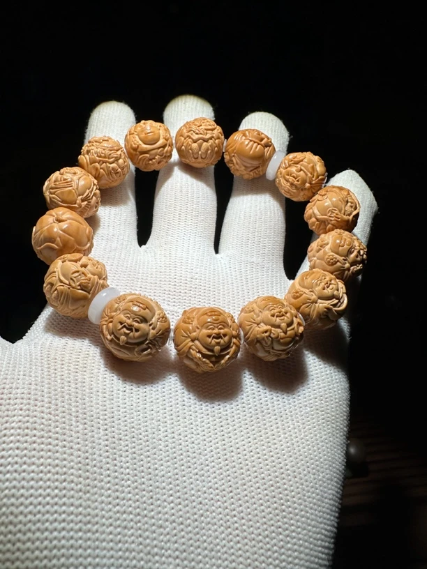 瑞兽横财猴头核桃雕刻男女同款手串