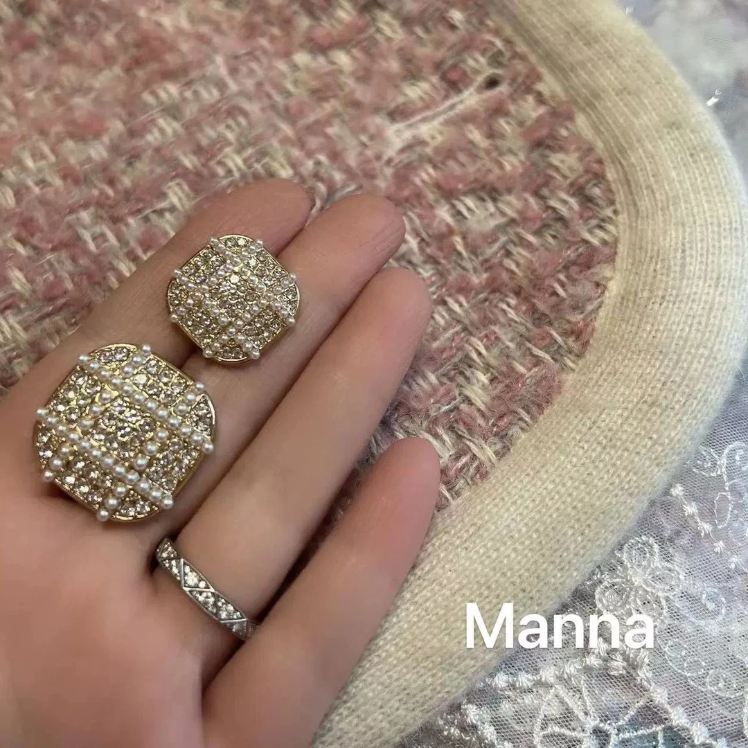 精致小香风金属大衣风衣方形毛衣开衫珍珠扣羊毛衫扣子纽扣衣服