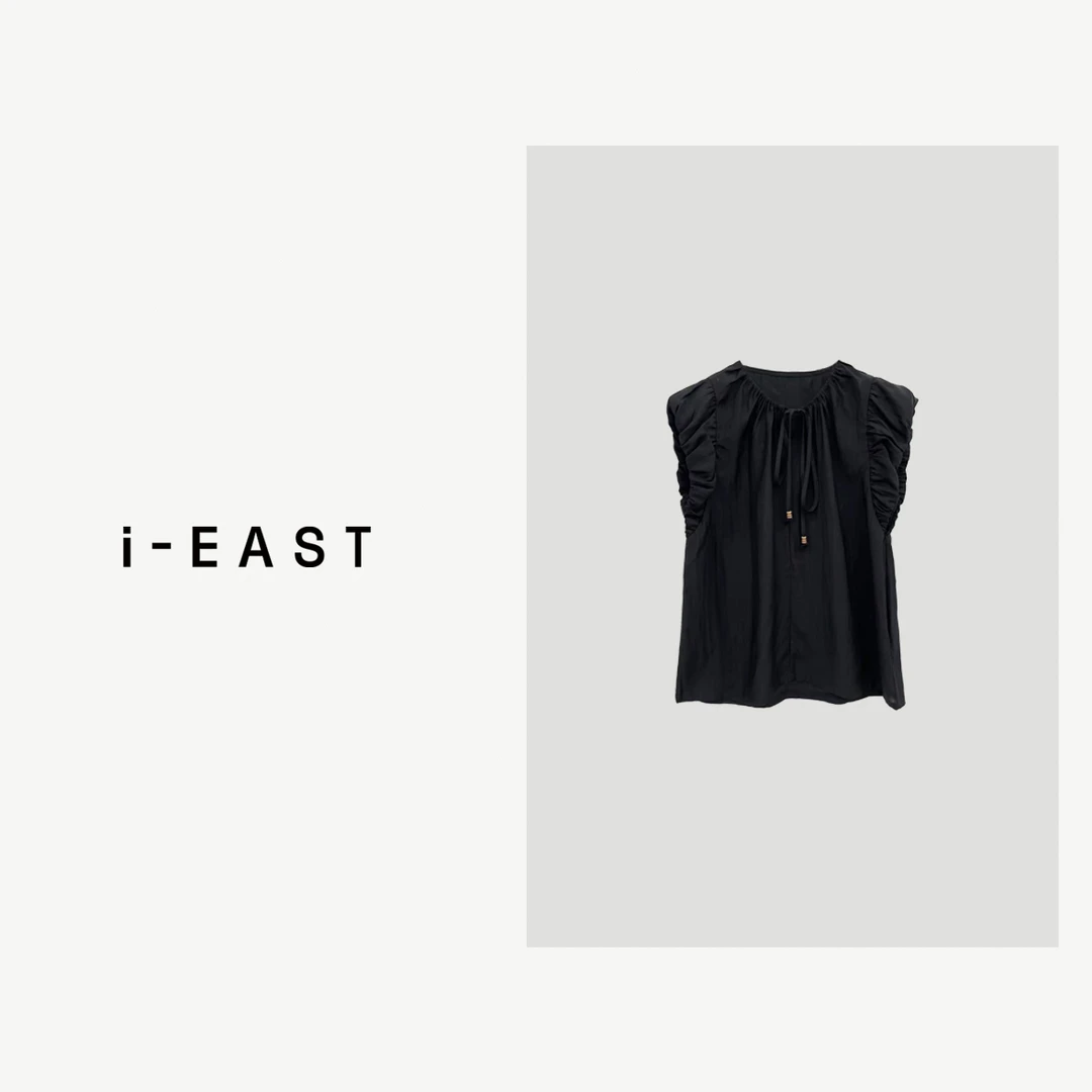 i-EAST 泡泡部落~褶皱小泡泡袖无袖T恤上衣-4X T12498