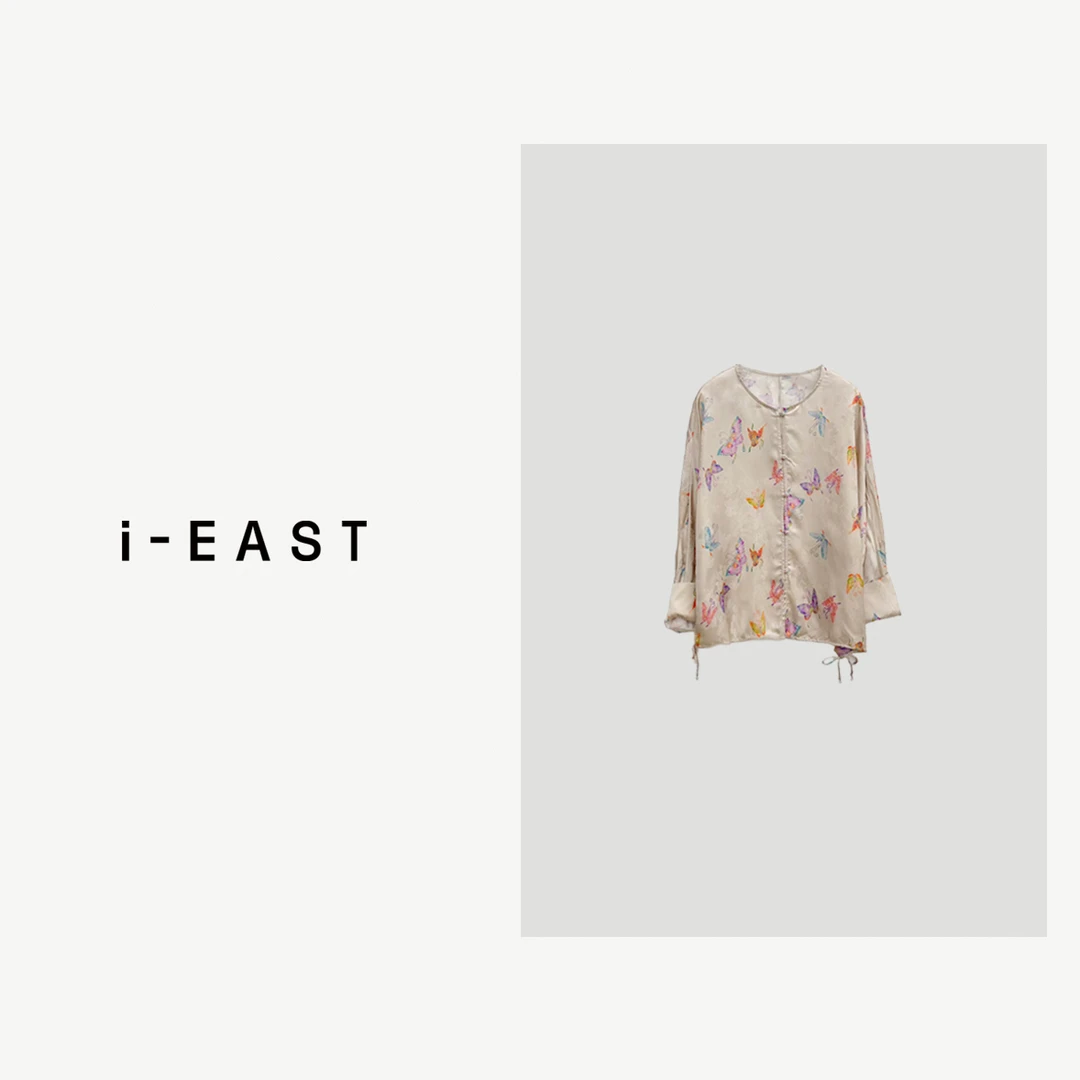 i-EAST 来时不遇春~ 新中式蝴蝶提花上衣-4X GF052