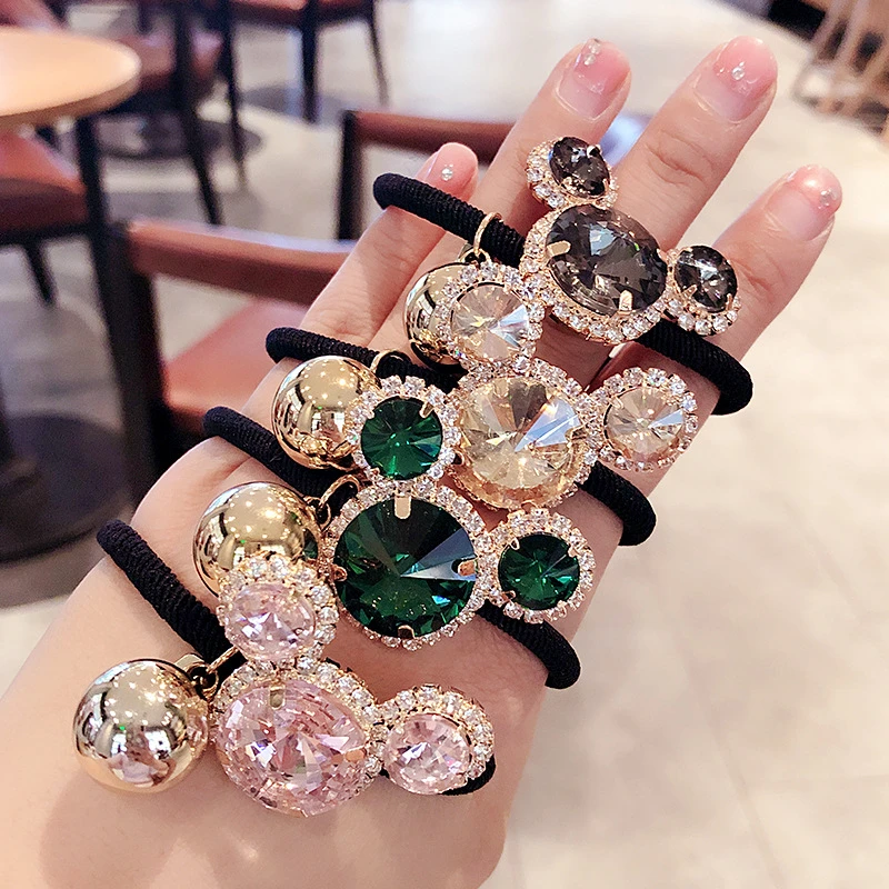 2023年网红新款水晶米奇头绳夏季韩版发饰半丸子头发圈扎马尾发绳