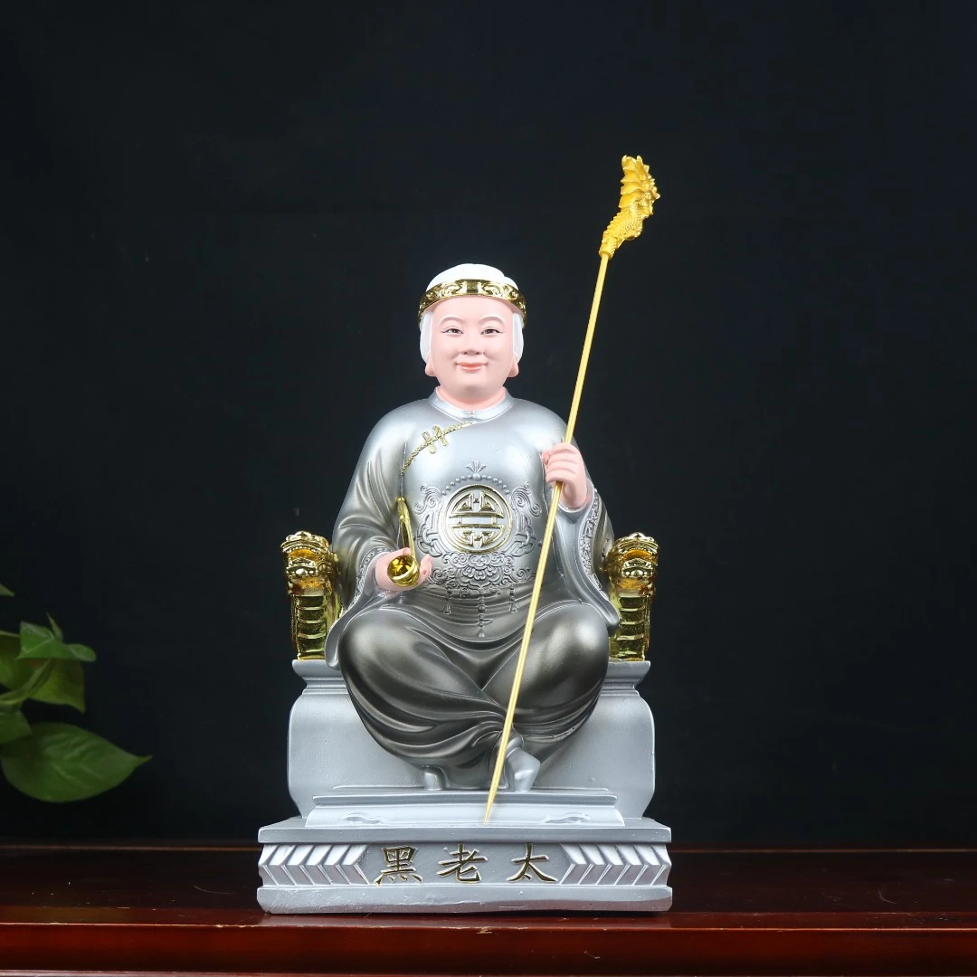 家用黑老太汉白玉镶金大小号客厅开业送礼桌面包邮黑老太神像摆件