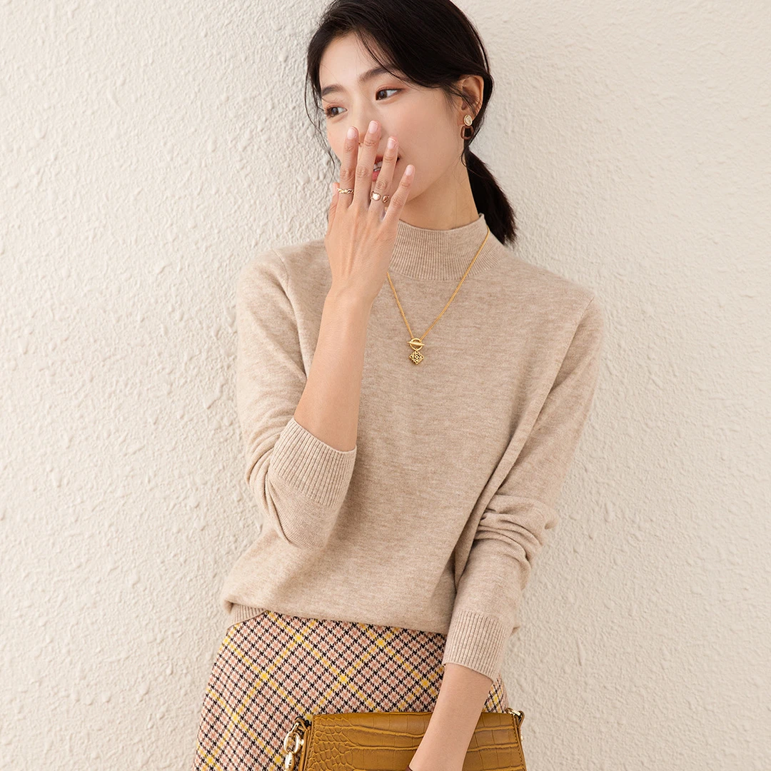 TUHUANG/兔皇濮院濮院羊毛衫半高领纯色绒衫内搭打底衫TW12X4909