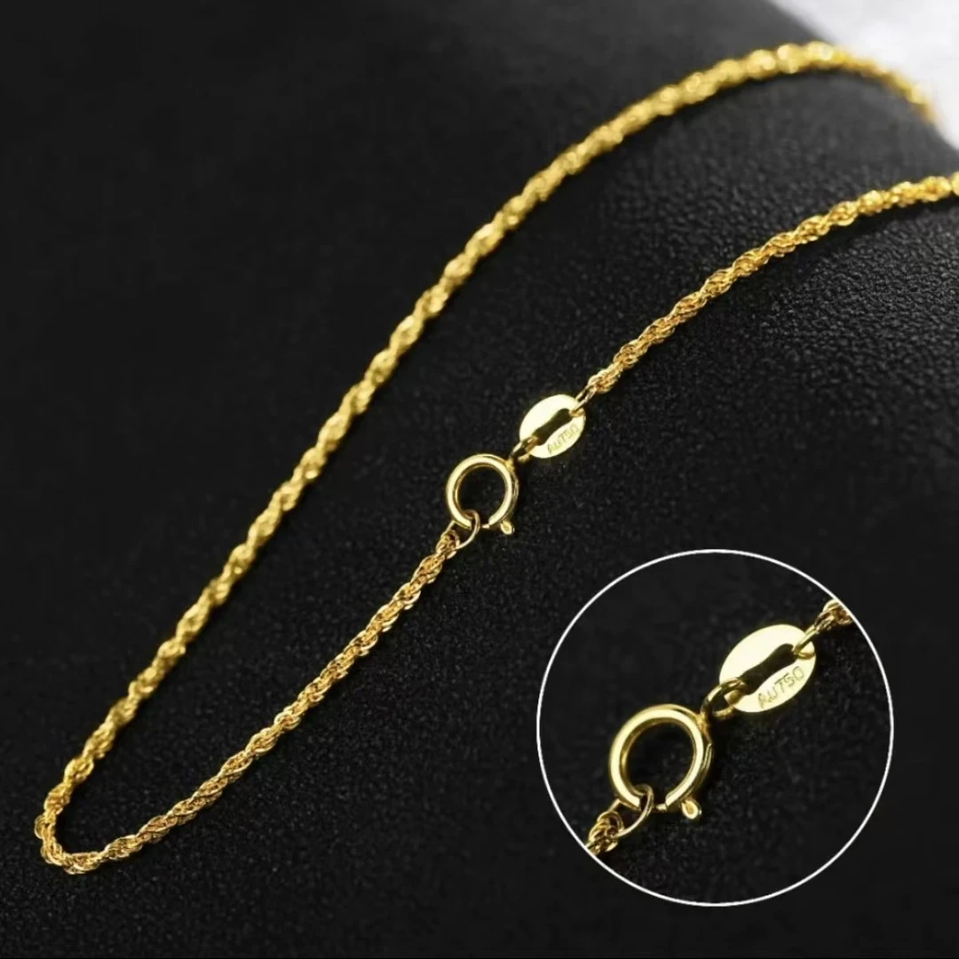 18k金麻花链素链时尚百搭锁骨链dl