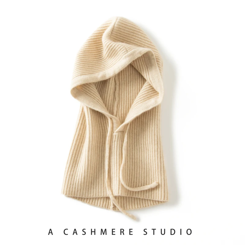 羊绒连体帽新款加厚可穿帽休闲百搭针织护耳帽