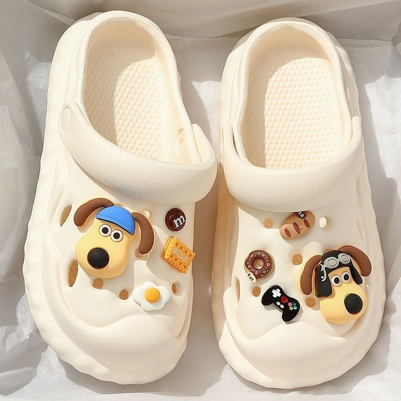 踩屎感洞洞鞋女款2024新款夏季外穿网红防滑厚底包头半凉拖鞋沙滩