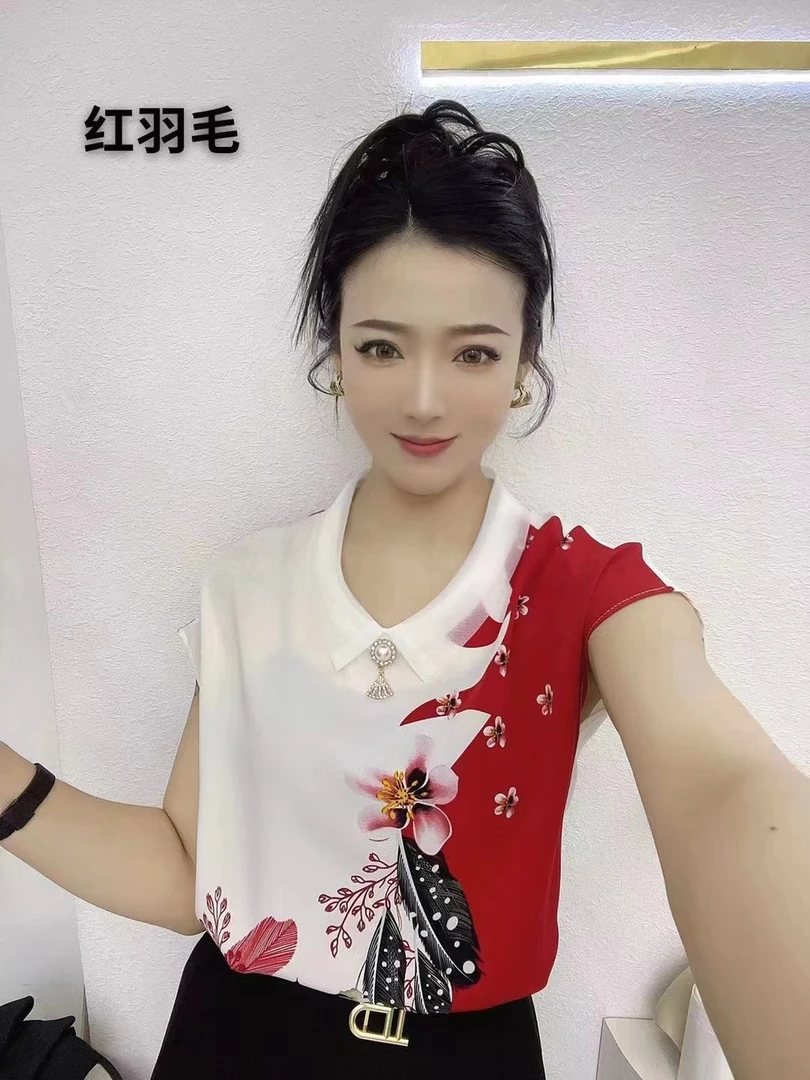 夏季百搭气质显瘦印花小衫