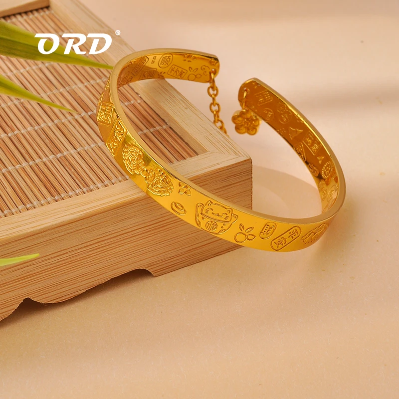 足银手镯 厚金包足银吉言手环开口铃铛平安喜乐镯足银999.9实心