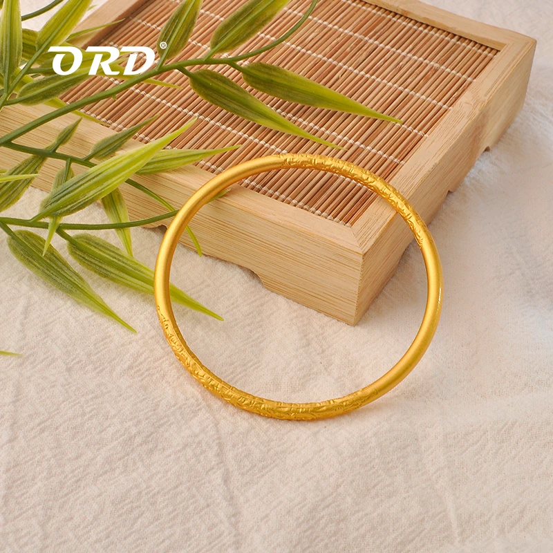 足银手镯 ORD 足银手镯 999.9卷草纹手镯银镀金古法传承足银镯子